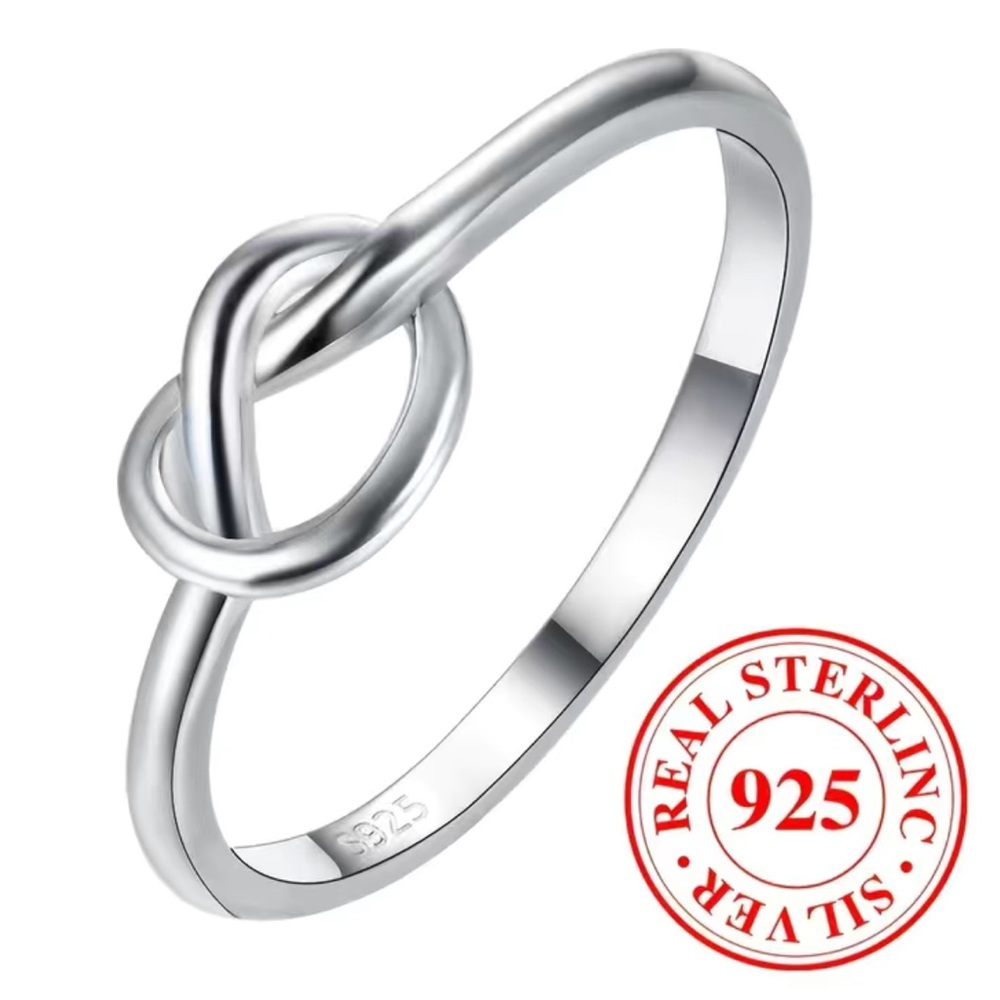 🔴 CLEARANCE NWT 💍 DAINTY STAMPED .925 STERLING SILVER KNOT RING/GIFT BOX Size 7 - Picture 2 of 5